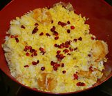 Saffron rice with pomegranate seeds